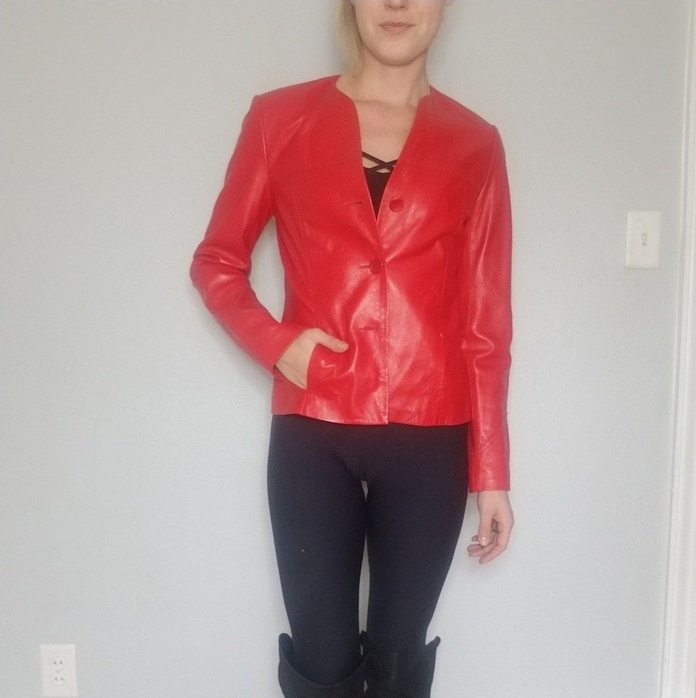 Leather jacket & skirt combo